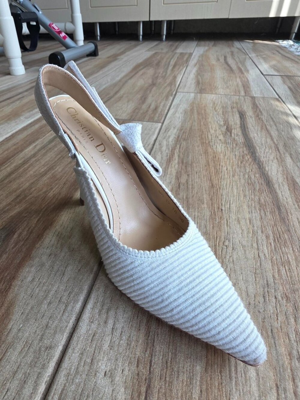 Dior J’Adior Slingback Pumps White Embroidered Cottom Slingback Eur. 36 D - Picture 5 of 15